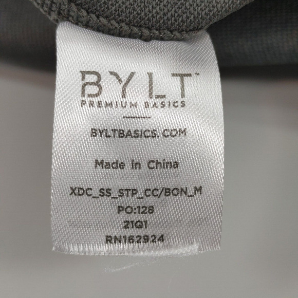 BYLT Shirt Mens Medium Gray Striped Drop Cut Lux Tee - Picture 9 of 11